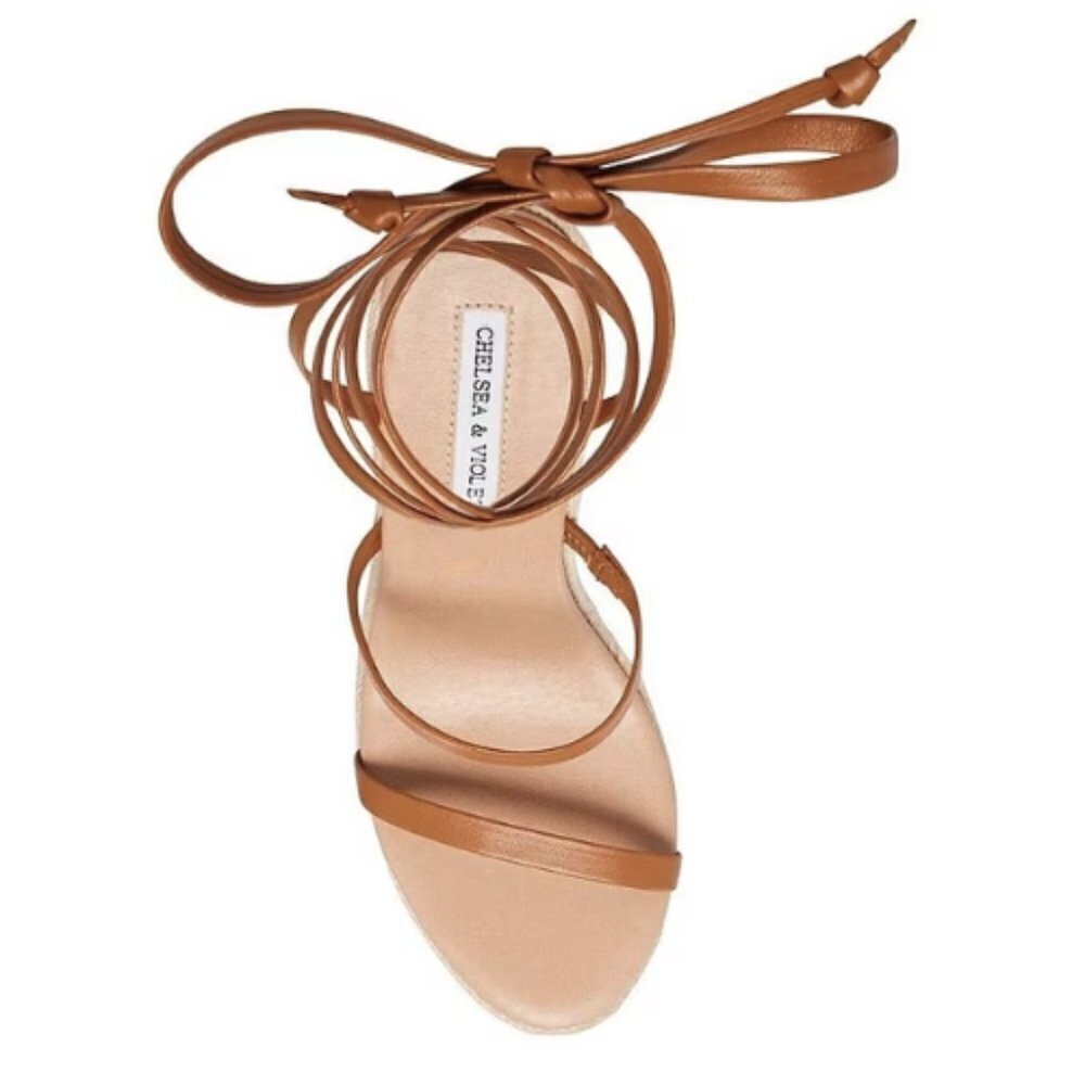 NEW Chelsea & Violet Mariah Ankle Wrap Espadrille Wedge Sandals in Honey - Picture 6 of 6